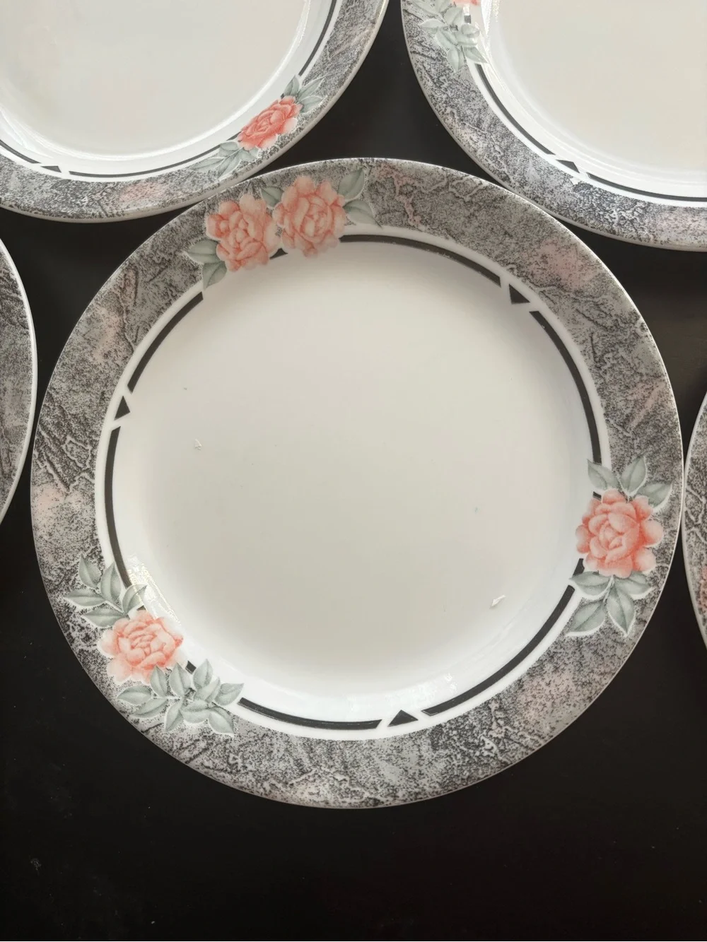 Corelle & Corning Discontinued Plates - Set of 5 - “Silk & Roses” Design